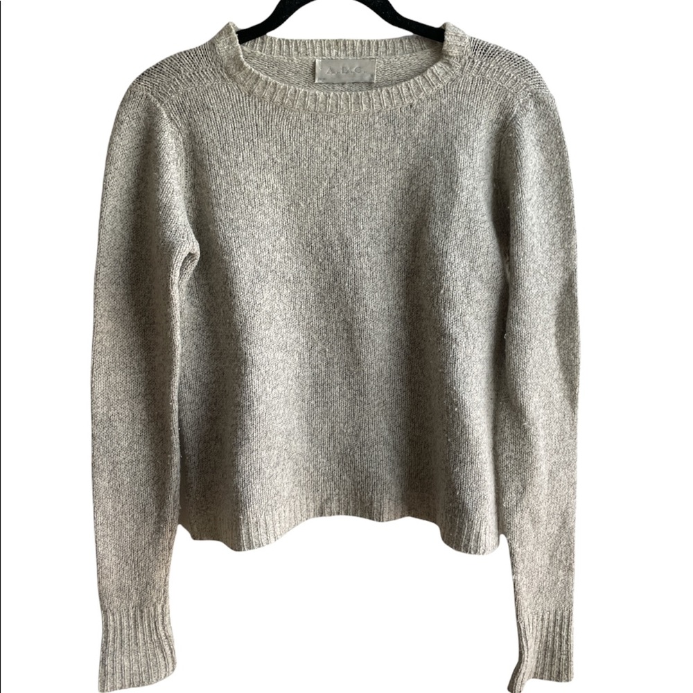 A.L.C SPECKLED GREY KNIT CROPPED SWEATER XS